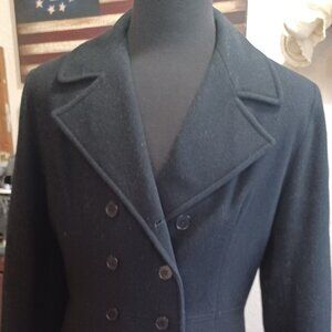 Herman Kay Women’s Black Wool Double-Breasted Winter Jacket Size M Professional